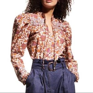Anthropologie LOVE THE LABEL Floral Printed boho Blouse